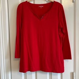 Land’s End, red knit shirt size small.